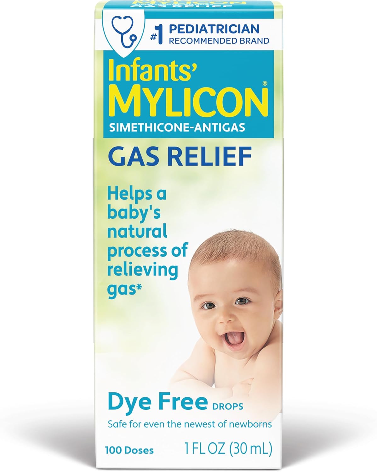 MYLICON Gas Relief Drops for Infants and Babies, Dye Free Formula, 1 Fl Oz. | Gentle simethicone drops relieve infant gas & discomfort · Safe for newborns · help baby to naturally relieve gas