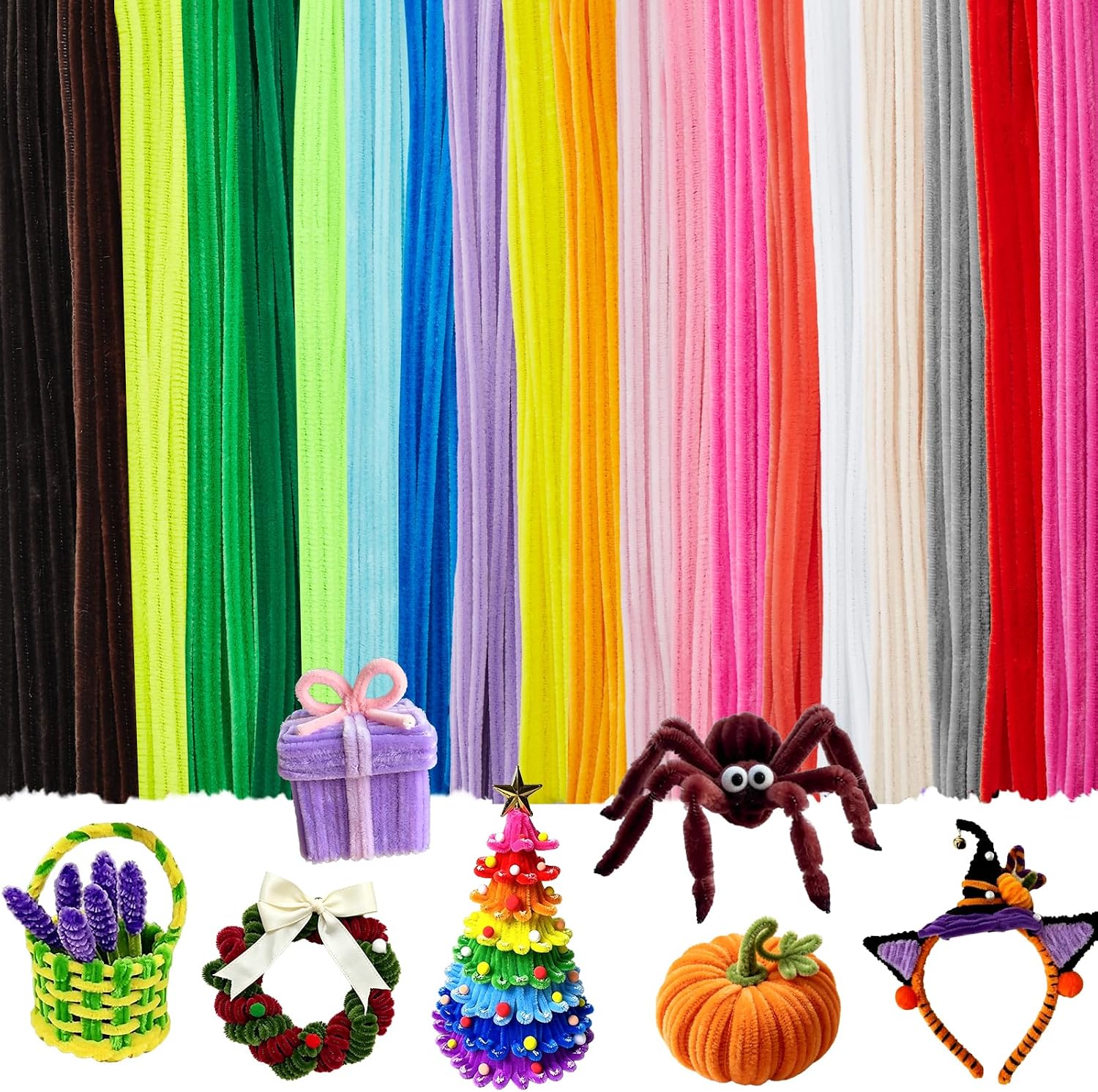 200 Pcs Pipe Cleaners Craft Bulk, 20 Colors Pipe Cleaner, Chenille Stems
