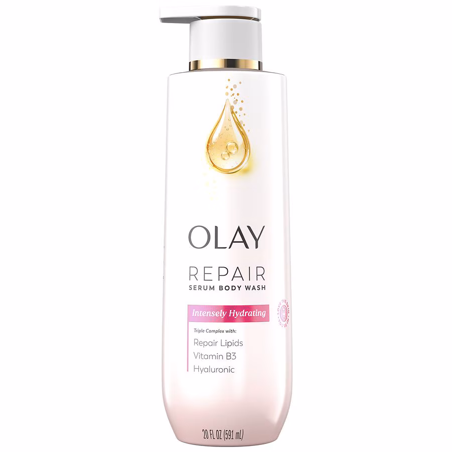 Olay Intensely Hydrating Repair Serum Body Wash Notes of Pink Jasmine and Dewy Greens