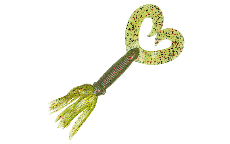 Bass Pro Shops XPS Skirted Double Tail Grub - 4" - Watermelon/Red Flake