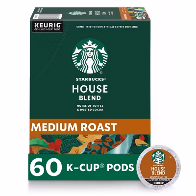 Starbucks Keurig House Blend Medium Roast Coffee Pods - 60ct