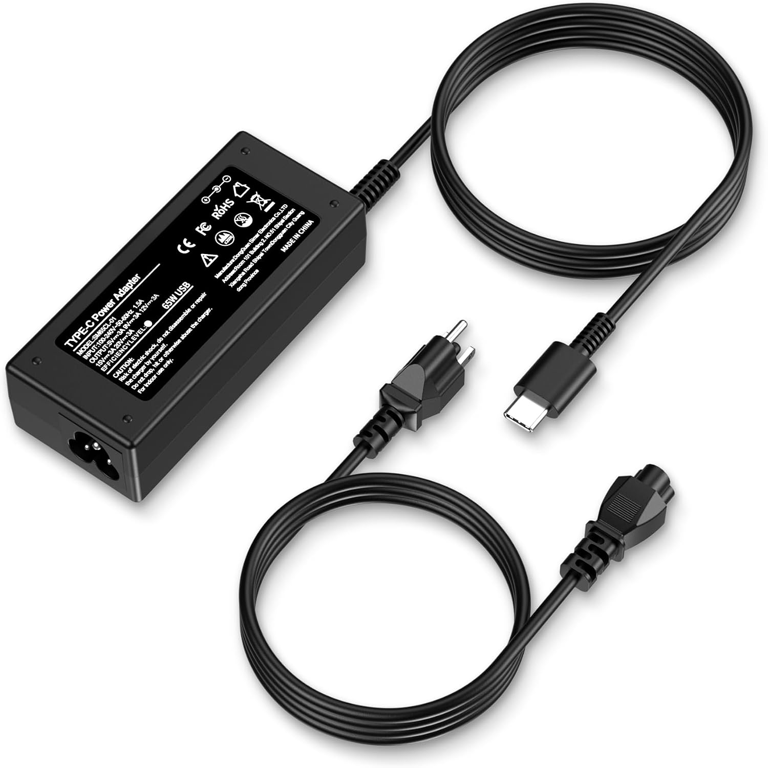 Universal 65W USB C Laptop Charger Compatible with Lenovo,HP, Dell, Acer, Asus, Samsung, Google and More, for Office, School, and Family