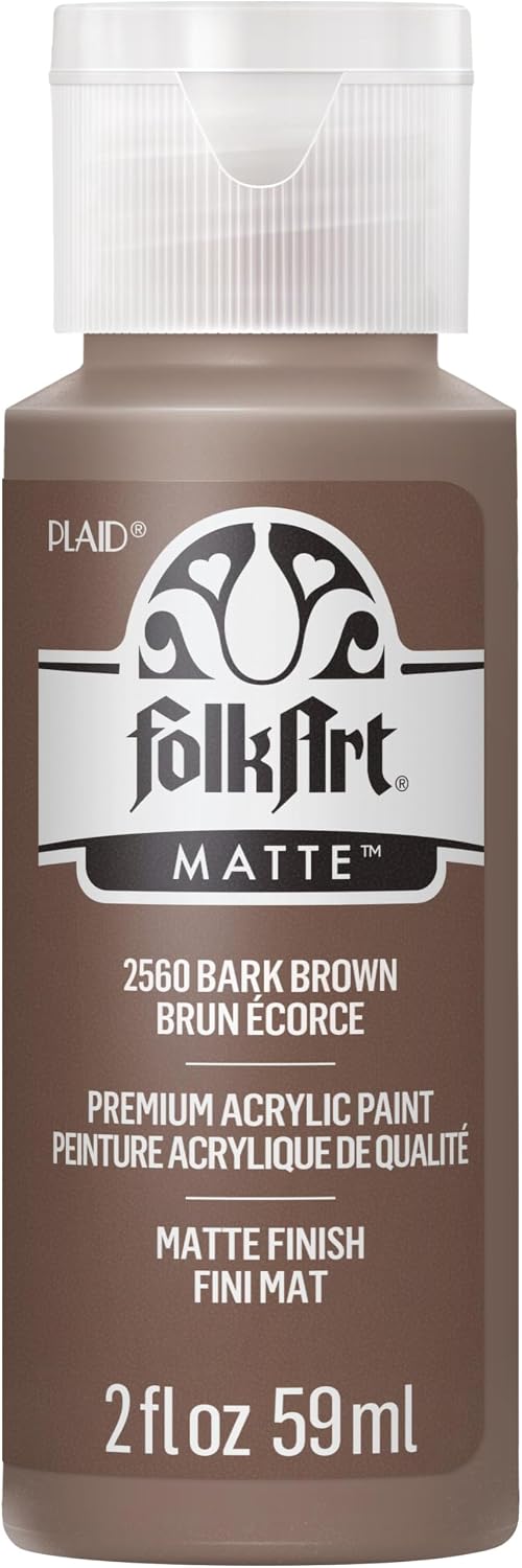 FolkArt Acrylic Paint in Assorted Colors (2 oz), 2560, Bark Brown