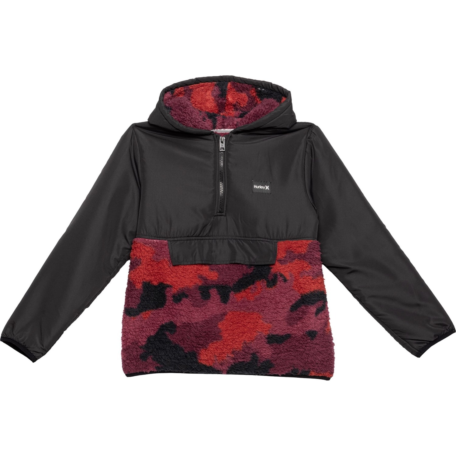 Hurley Big Boys Sherpa Fleece Mixed Media Hooded Jacket - Zip Neck