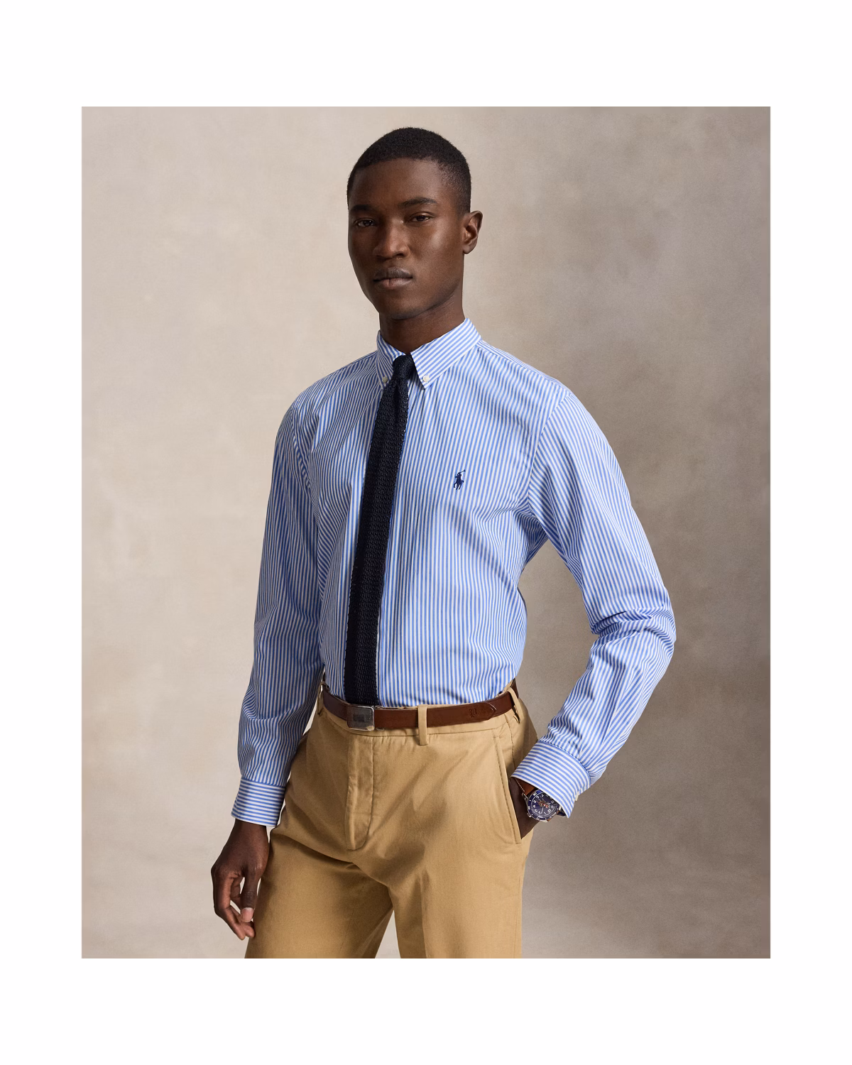 Slim Fit Striped Stretch Poplin Shirt