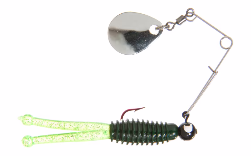 Bass Pro Shops Uncle Buck's Panfish Creatures Jake with Spinner - Black Chartreuse Silver Flake