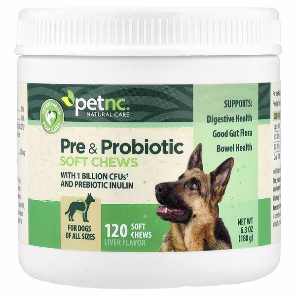 petnc NATURAL CARE, Pre & Probiotic Soft Chews, For Dogs, All Sizes, Liver, 120 Soft Chews, 6.3 oz (180 g)