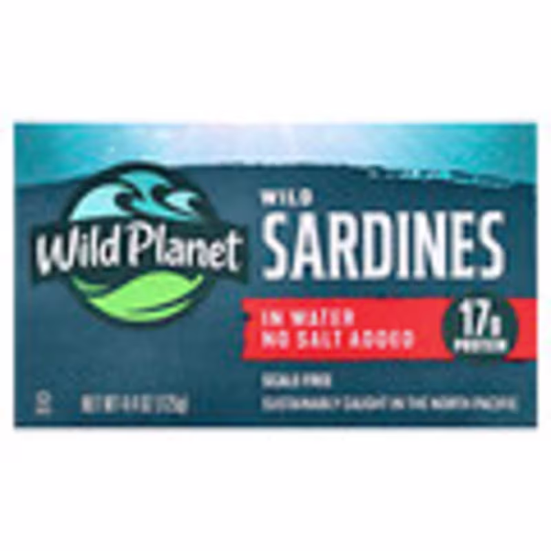 Wild Planet, Wild Sardines In Water, No Salt Added, 4.4 oz (125 g)