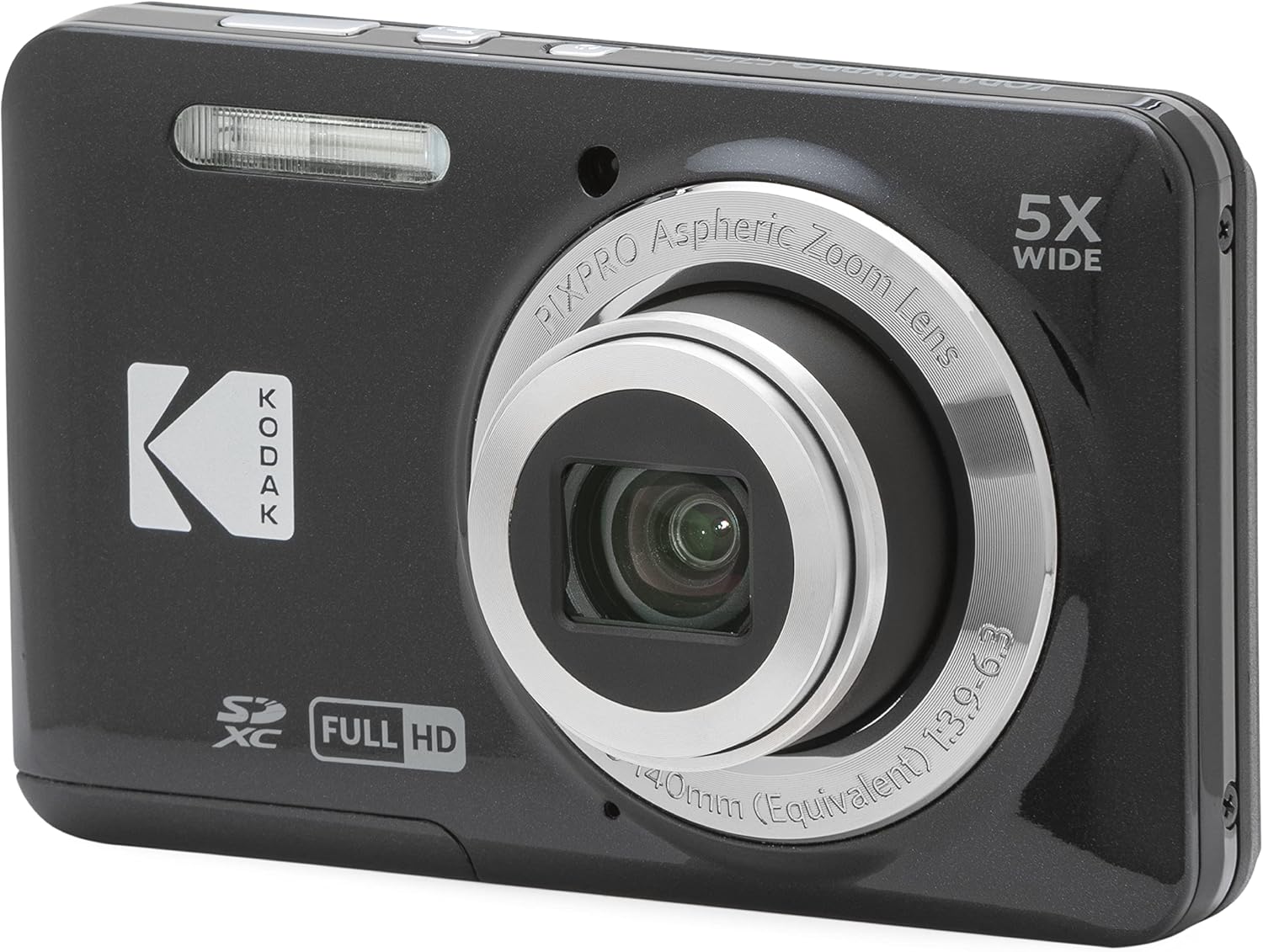 Kodak PIXPRO FZ55-BK 16MP CMOS Sensor Camera 5X Optical Zoom 28mm Wide | Angle 1080p Full HD Video 2.7' LCD Vlogging