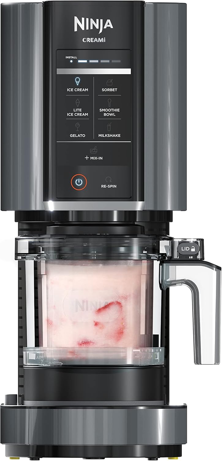Ninja® CREAMi® 7-in-1 Ice Cream Maker, Ice Cream, Gelato & more, NC299AMZ | Ninja CREAMi transforms frozen bases into ice cream, sorbet and milkshakes at a button touch, from healthy to indulgent.