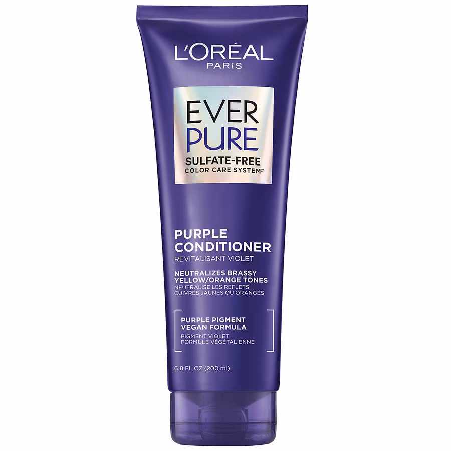 L'Oreal Paris Everpure Sulfate Free Purple Conditioner for Toning Blonde and Bleached Hair, 6.8 fl oz