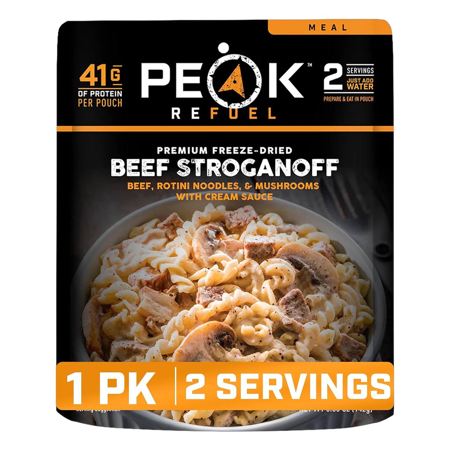 Peak Refuel Beef Stroganoff Freeze-Dried Backpacking Meal with Real Meat | Real meat beef stroganoff, High protein, Non GMO ingredients, Lightweight camping meal, Just add water, Ready in 10 minutes