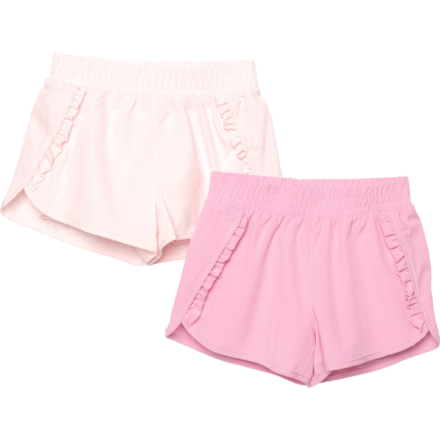90 Degree by Reflex Toddler Girls Lightstreme Ruffle Shorts - 2-Pack, Built-In Brief