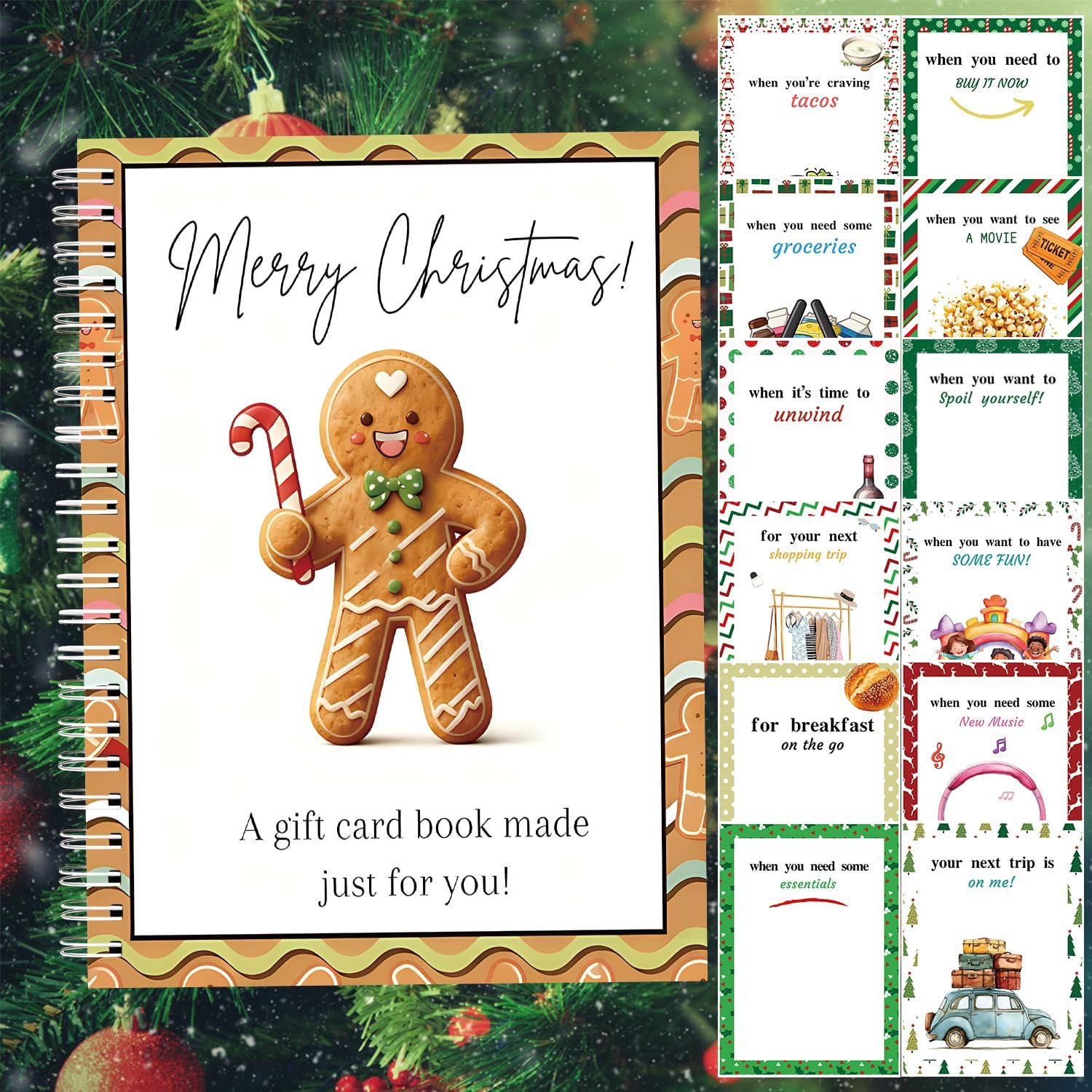 Semyifu Christmas Gift Card Book - Surprises on Every Page, DIY Spiral-Bound Merry Christmas College Survival Kit, Greeting Card Book for Students & Graduation Gifts (S10)
