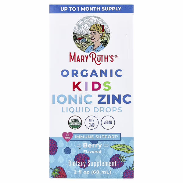 MaryRuth's, Organic Kids Ionic Zinc Liquid Drops, 4+ Years, Berry, 2 fl oz (60 ml)