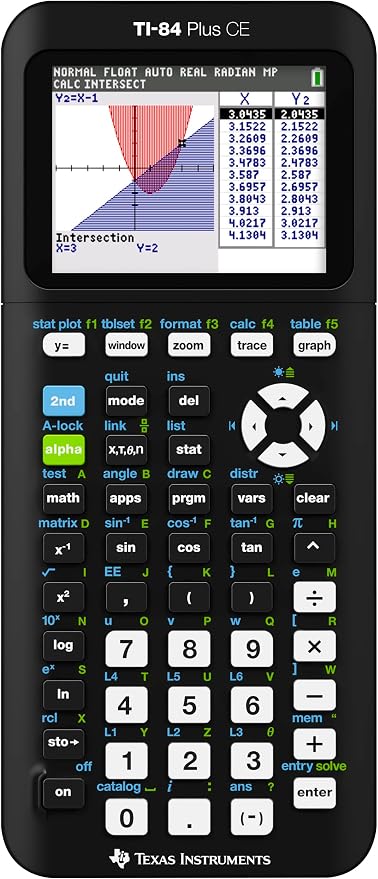 Texas Instruments TI-84 Plus CE Color Graphing Calculator, Black | Computer version included, USB charging, Full color, Faster than TI-84 Plus