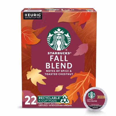 Starbucks Fall Blend Medium Roast Keurig K-Cup Coffee Pods - 22ct
