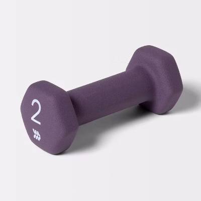 Dumbbell 2lbs Violet - All in Motion™: PVC Coated, Iron Filled, Single Weight