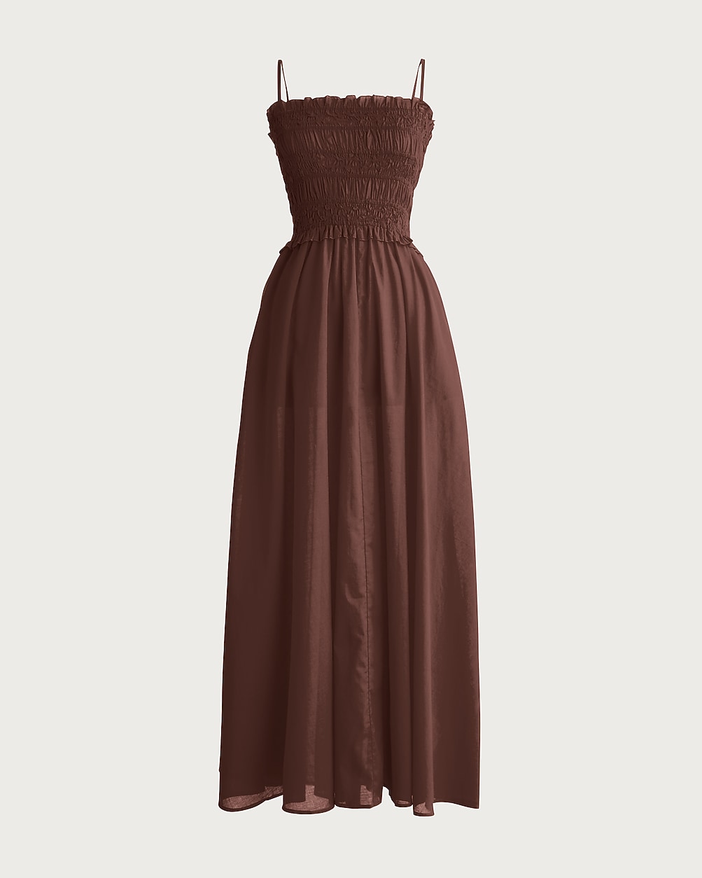 Smocked maxi dress in cotton voile