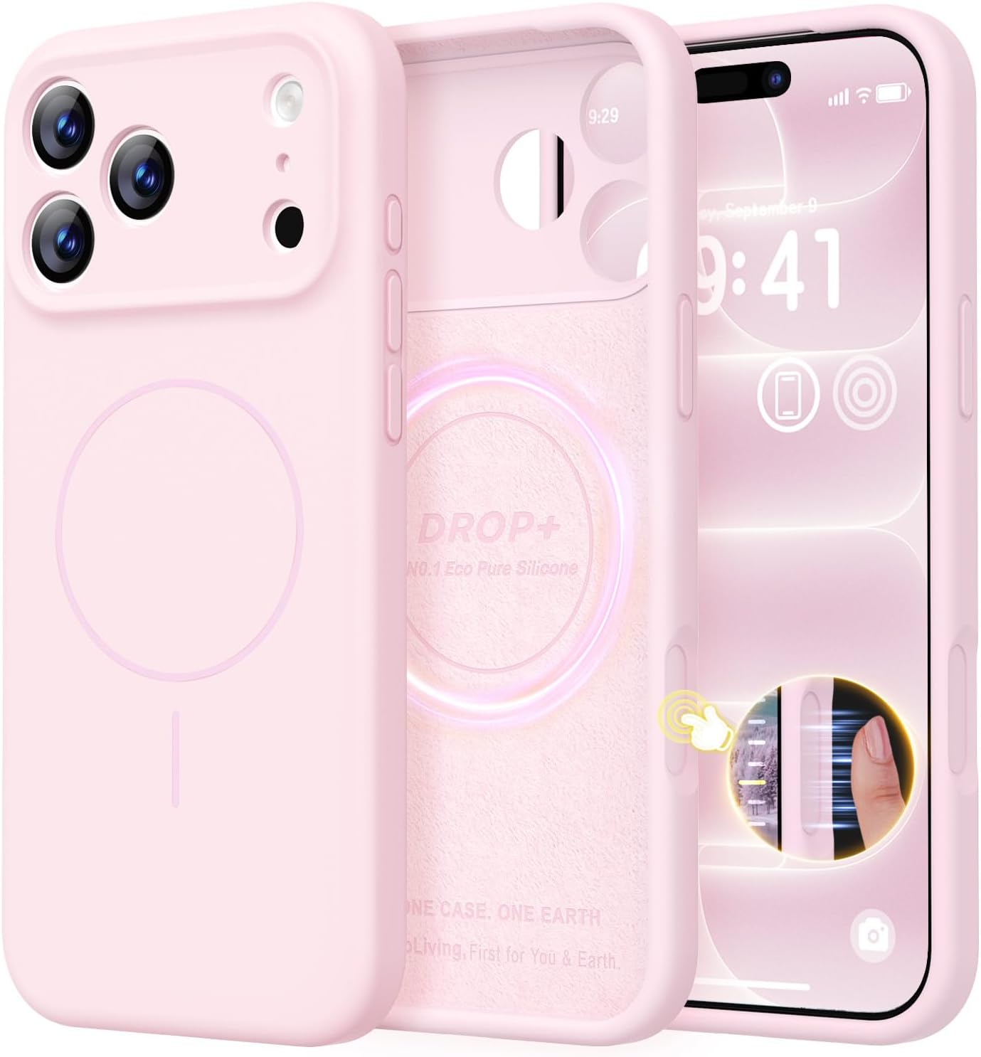 LOVE 3000 Magnetic for iPhone 18 Pro Max Case Silicone, Chalk Pink
