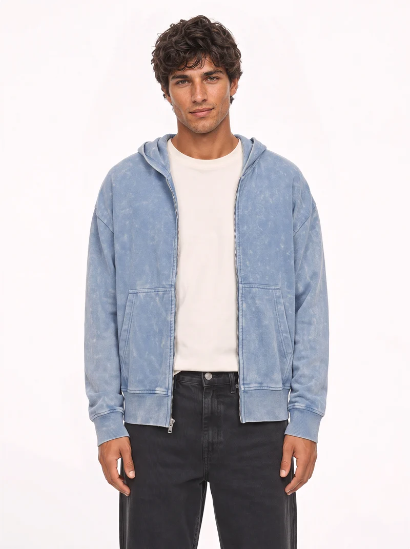 Mineral Wash Fleece Full Zip Hoodie