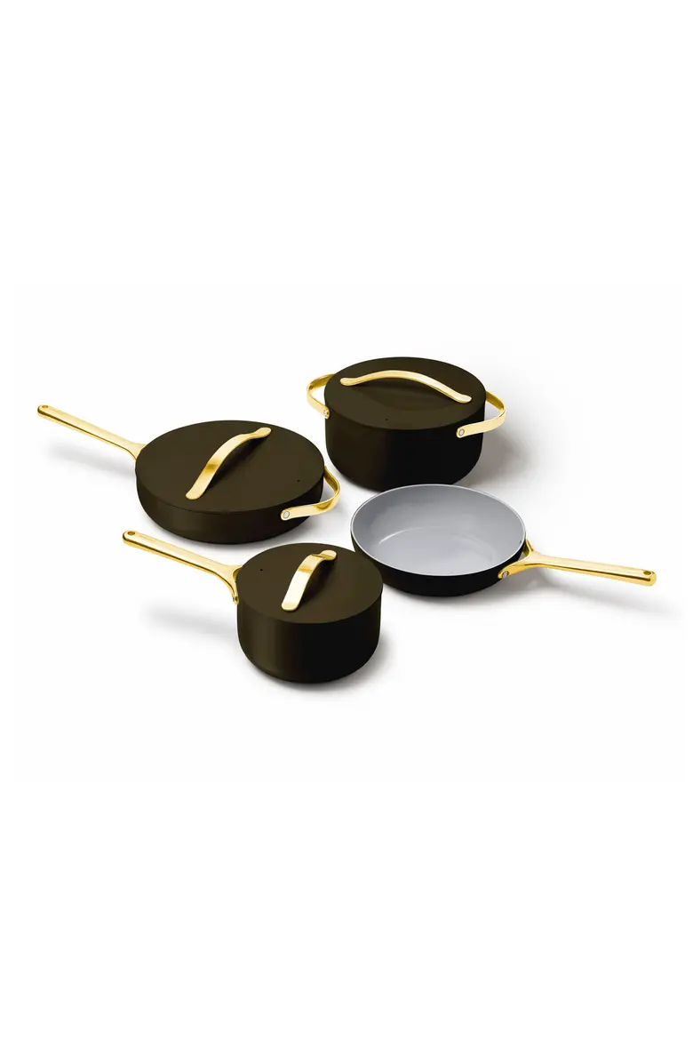 CARAWAY Non-Toxic Ceramic Non-Stick 7-Piece Cookware Set with Lid Storage