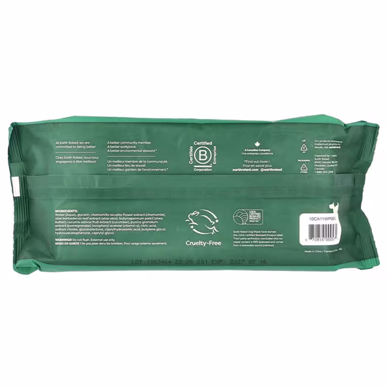 Earth Rated, Dog Wipes, Unscented, 100 Wipes