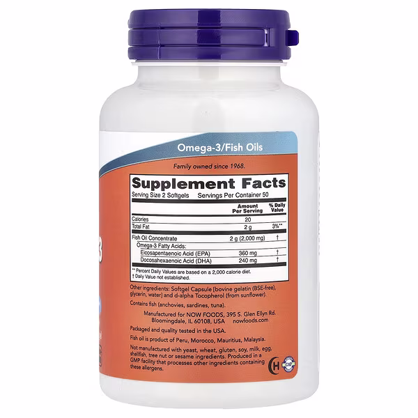 NOW Foods, Omega-3 Fish Oil, 100 Softgels