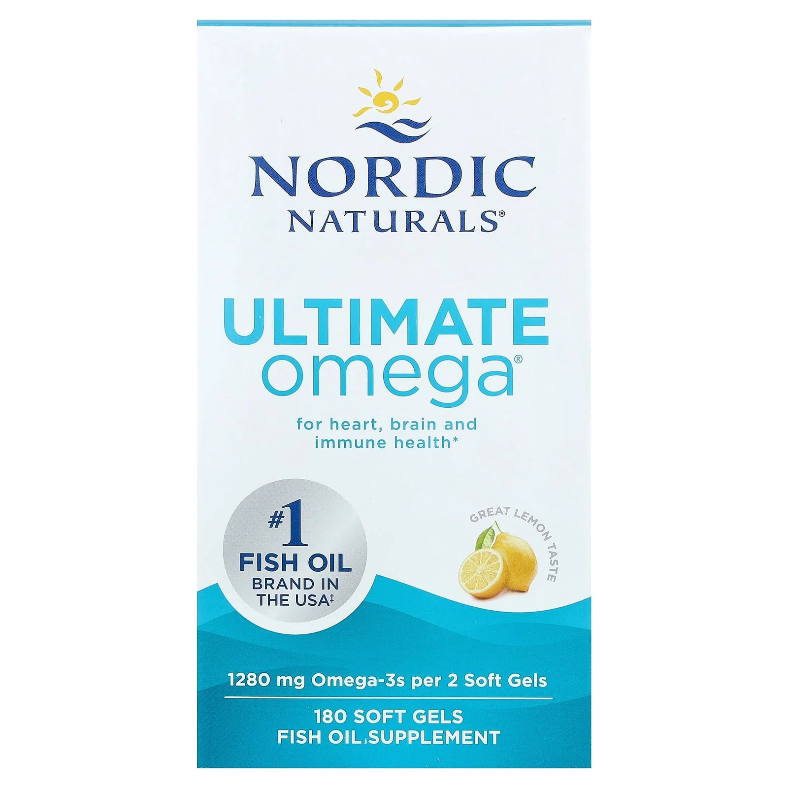 Nordic Naturals, Ultimate Omega®, Great Lemon, 180 Soft Gels (640 mg per Soft Gel)