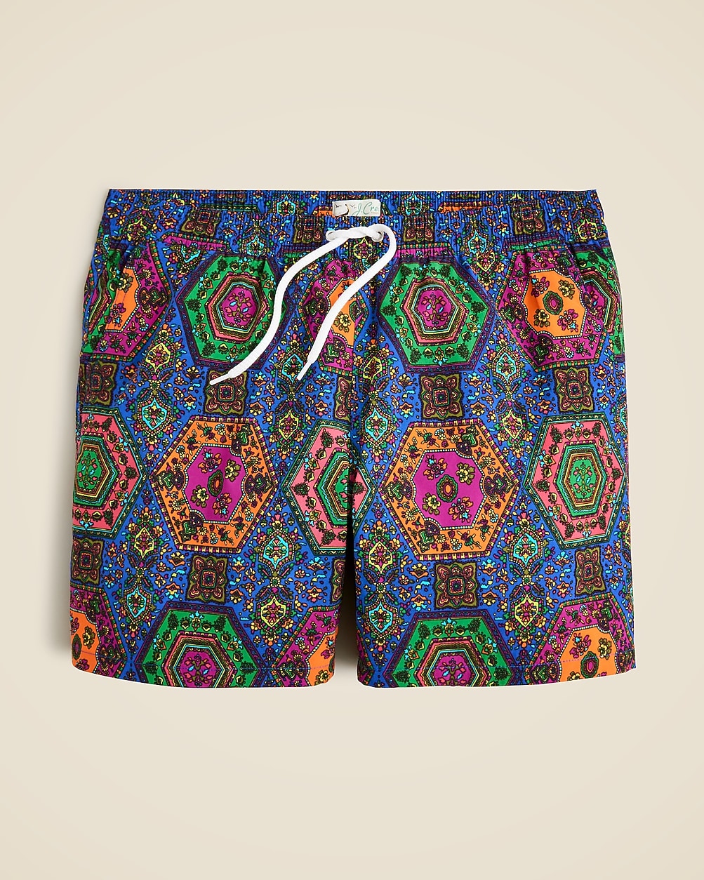6'' stretch swim trunk in print with ECONYL® nylon
