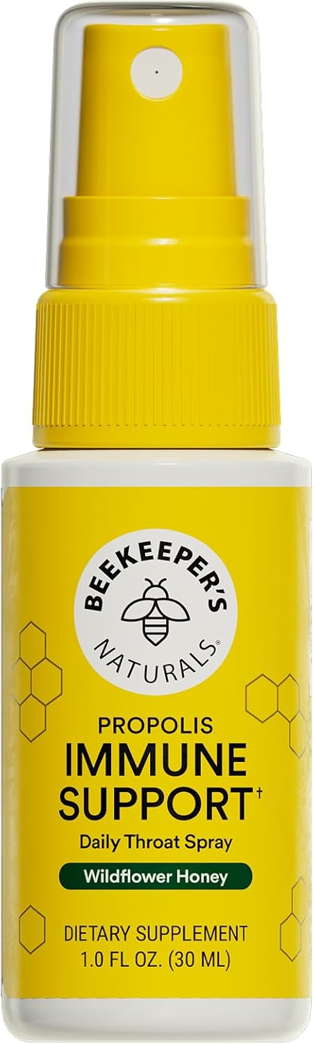 Beekeeper's Naturals Propolis Throat Spray for Daily Immune Support, 1 oz | 95% Bee Propolis Extract, Natural Immune Support & Sore Throat Relief, Antioxidants, Keto, Paleo, Gluten-Free