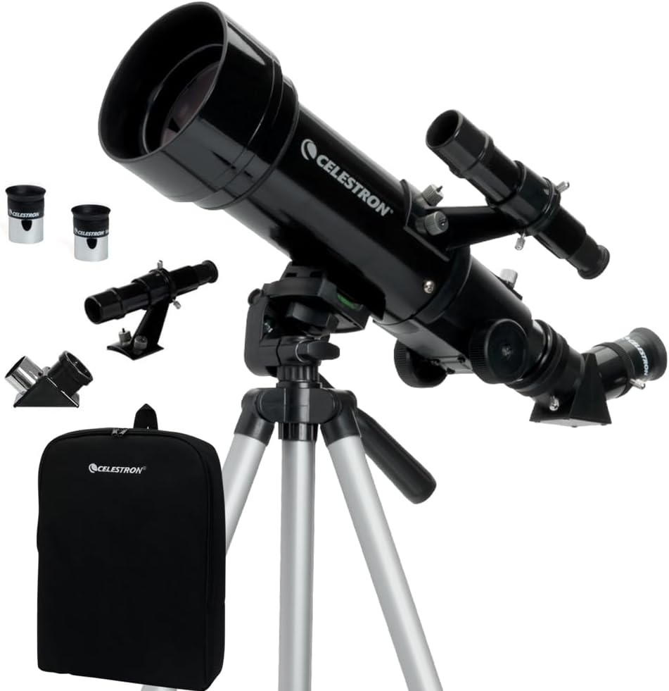 Celestron Travel Scope 70mm Beginner Portable Telescope with Backpack | 70mm Refractor Telescope Kit, Bright Lunar & Planetary Views, Day & Night Use, Backpack Included, Quick No-Tool Setup