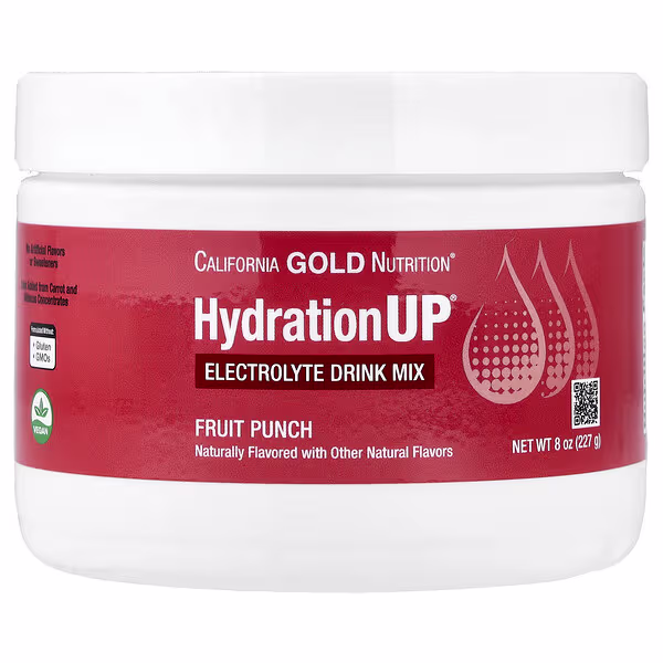 California Gold Nutrition, HydrationUP®, Electrolyte Drink Mix with Calcium, Potassium, Vitamin C, and Vitamin E, Fruit Punch, 8 oz (227 g)