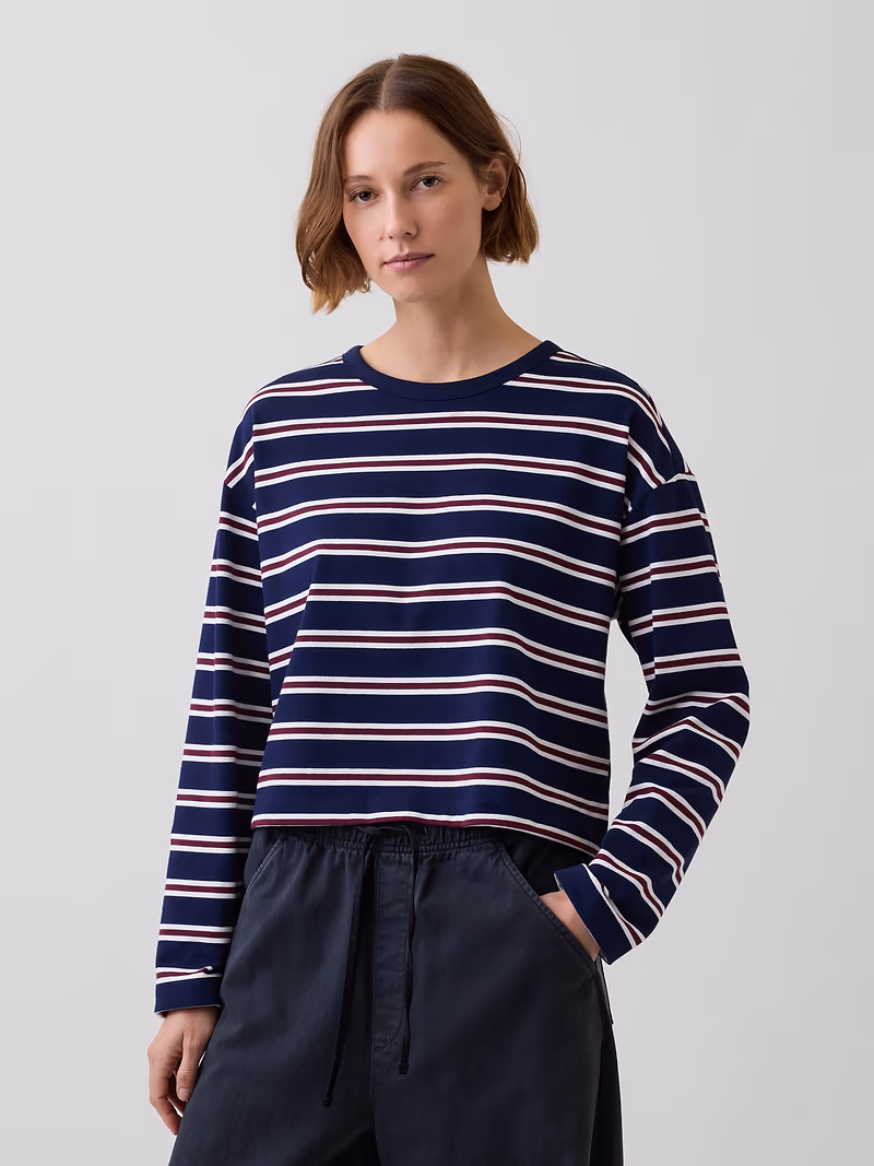 Knit Oversized Crop T-Shirt