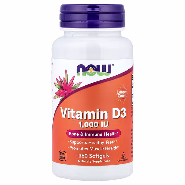 NOW Foods, Vitamin D3, 25 mcg (1,000 IU), 360 Softgels