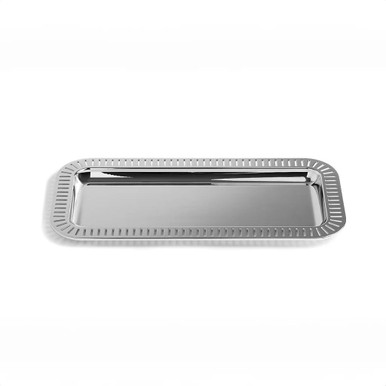 Striations Small Silver Rectangular Serving Tray