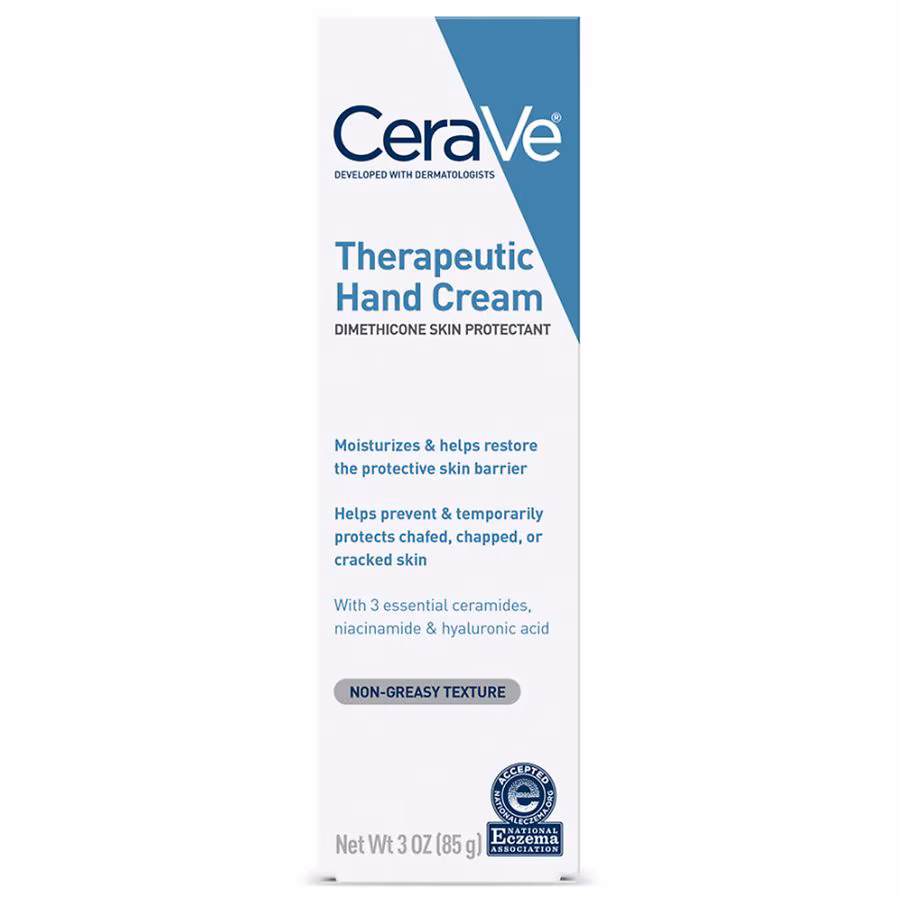 CeraVe Therapeutic Hand Cream for Dry Cracked Hands, Fragrance Free, 3.0 oz