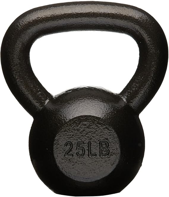Amazon Basics Cast Iron Kettlebell for Strength Training, Textured Wide Handle, Black