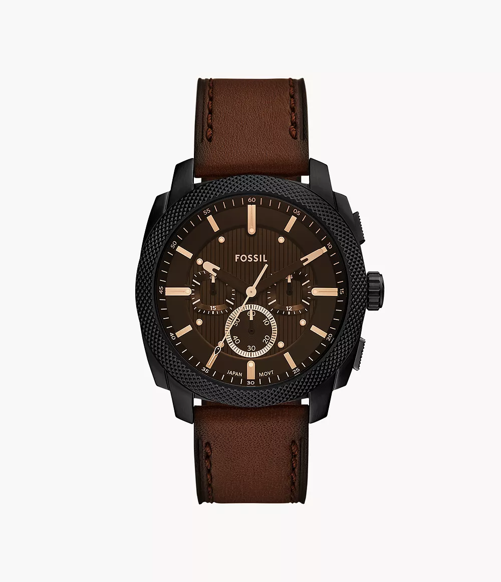 Machine 44mm Chronograph Brown Leather Watch