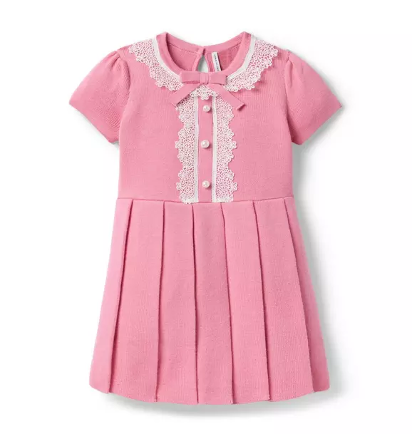 Lace Trim Sweater Dress