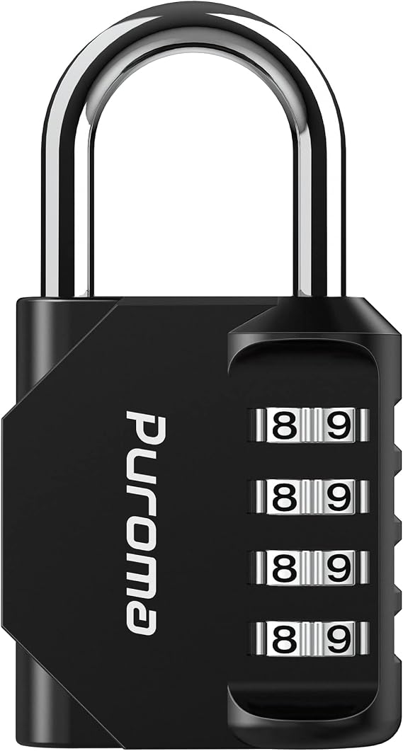 Puroma 1 Pack Combination Lock Locker 4 Digits Combo Padlock Gym Black
