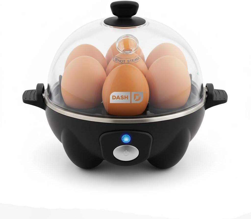 Dash Rapid Egg Cooker, 7 Eggs, Hard Boiled, Poached & Omelettes, Black