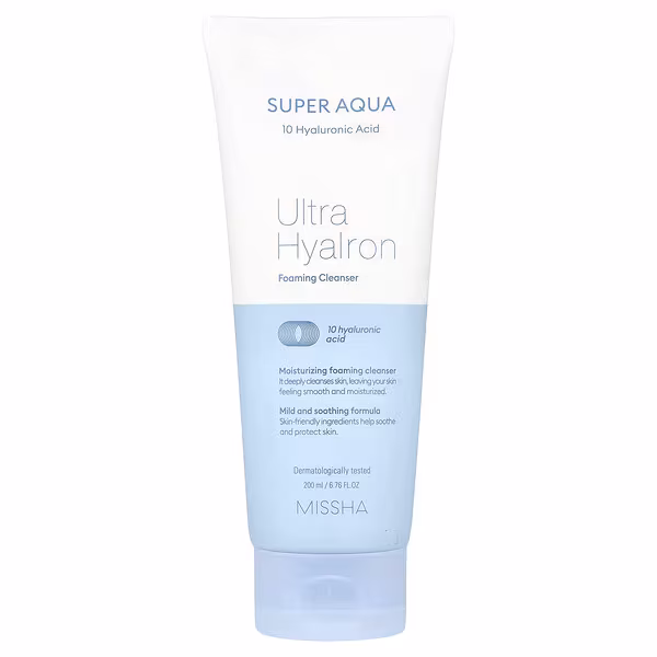 Missha, Super Aqua, Ultra Hyalron Foaming Cleanser, 6.76 fl oz (200 ml)