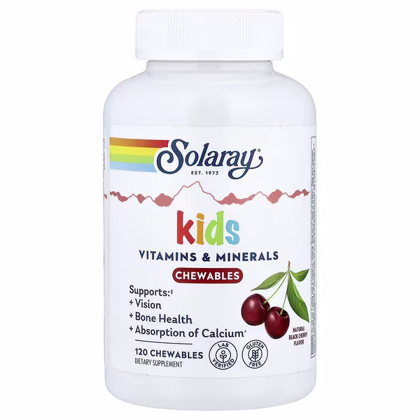Solaray, Kids, Vitamins & Minerals Chewable, Natural Black Cherry, 120 Chewables