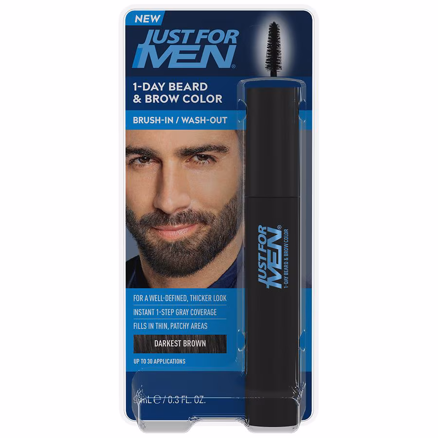 Just For Men 1-Day Beard & Brow Color, Black, 0.3 fl oz