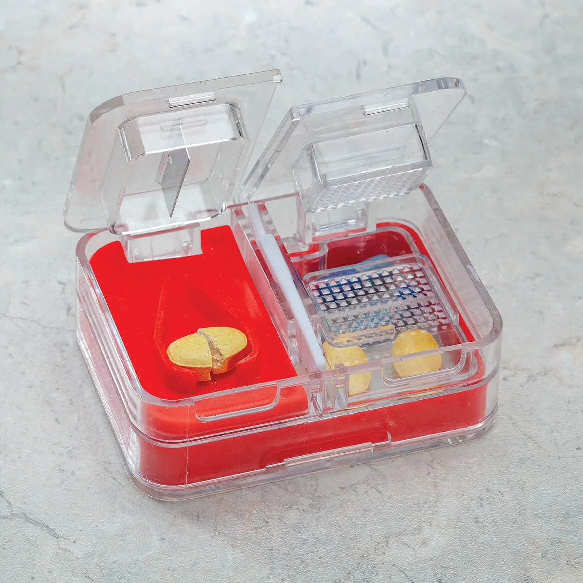 4-In-1 Pill Cutter, Crusher & Storage Container