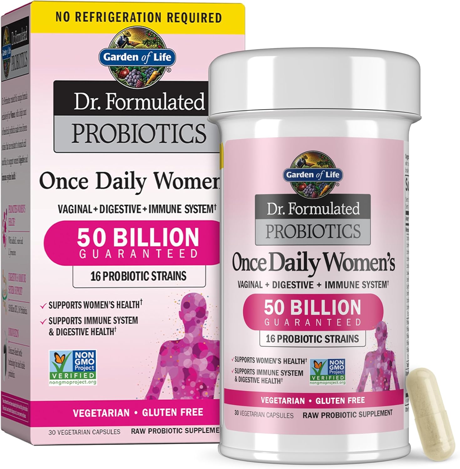 Garden of Life Dr. Formulated Once Daily Women's Probiotics, 50B CFU, 30ct | 50 Billion CFU & Organic Prebiotics – Vaginal Health, Digestive Support, Immune Support, Dairy Free