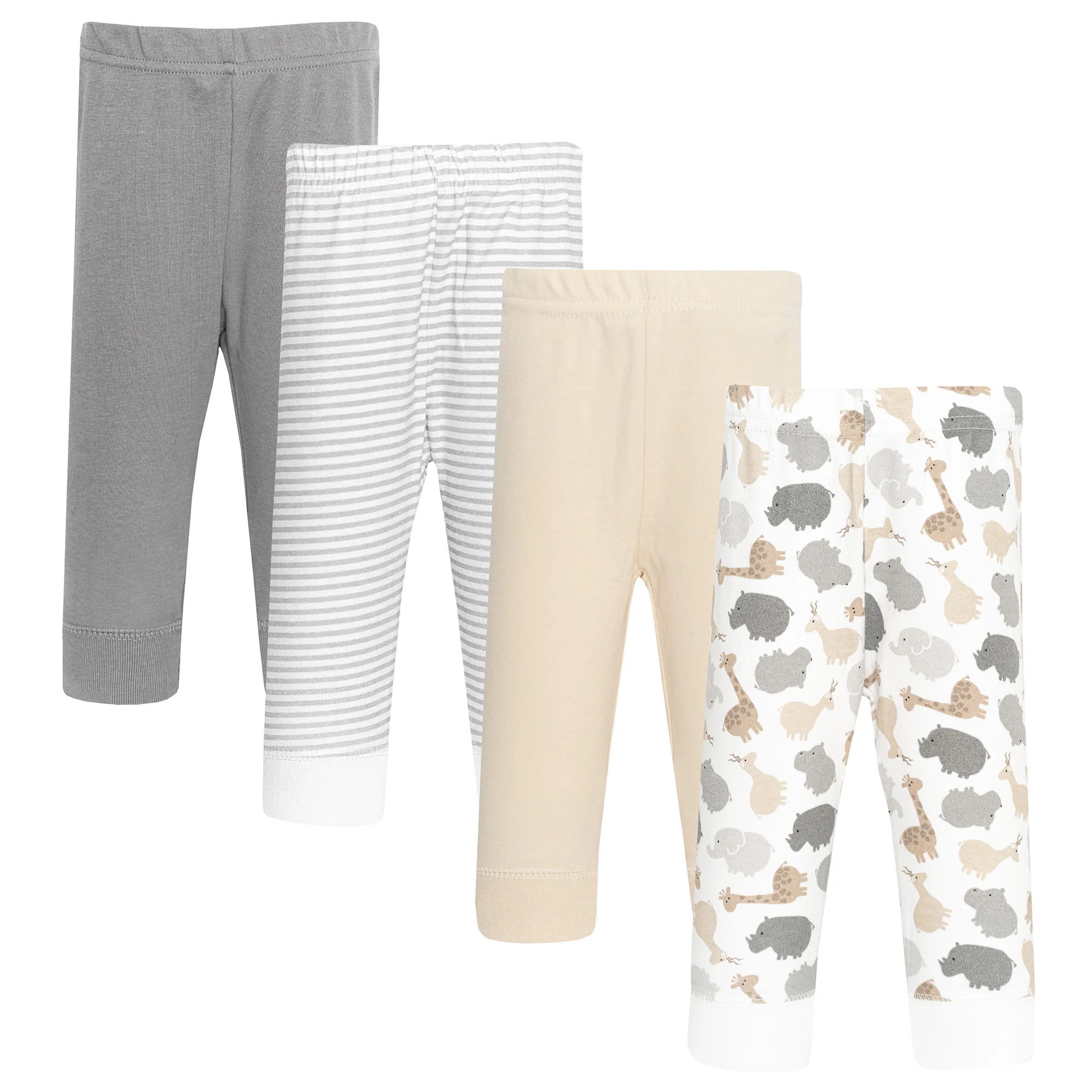 Hudson Baby Unisex Baby Cotton Pants and Leggings 4-Pack, Wild Child Safari Friends