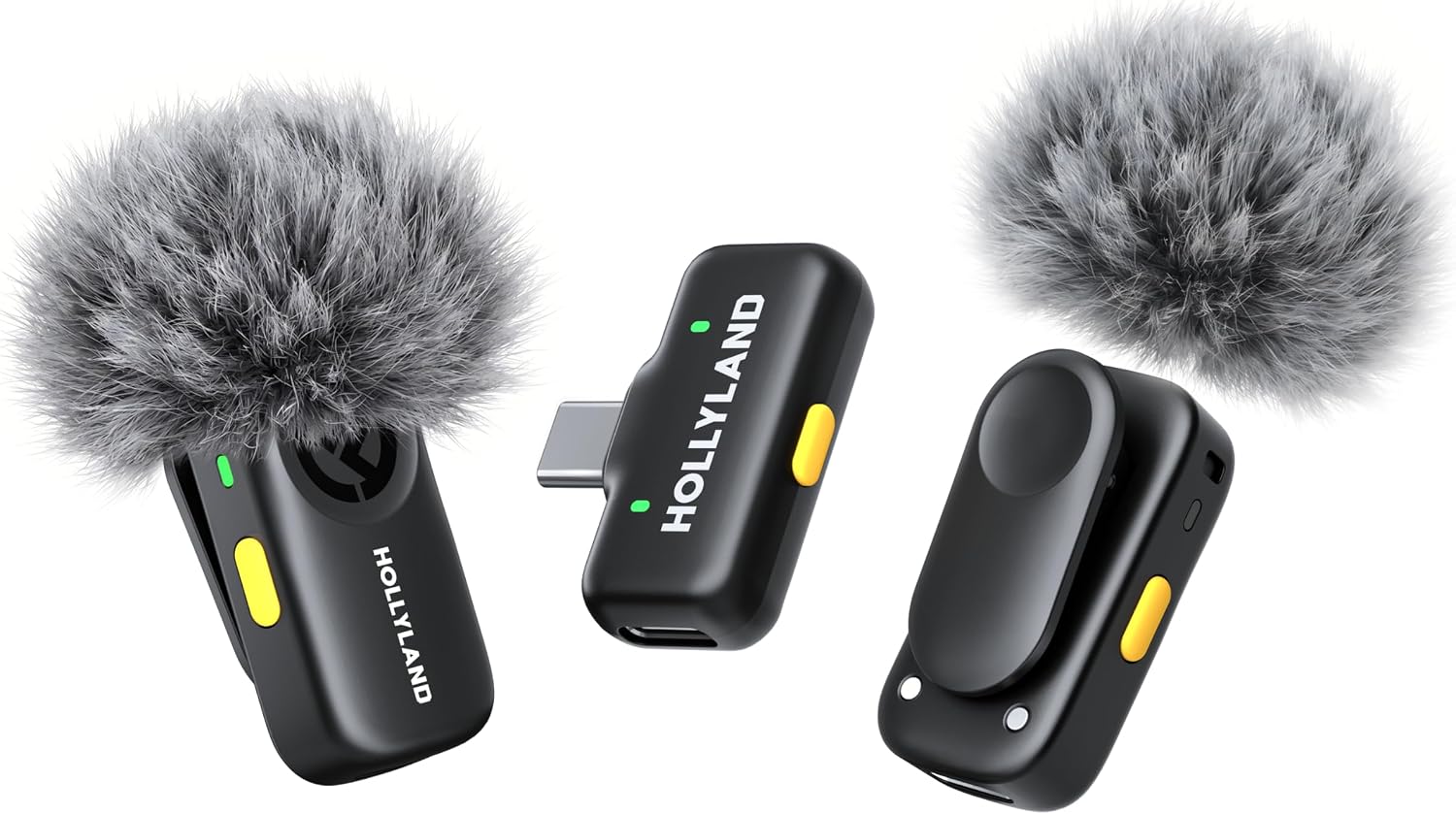 Hollyland Lark A2 Mini Duo(2TX + 1RX) Wireless Microphone, Noise Canceling | Plug & Play, Detail-Rich Audio, 200m, AI Auto-Limit, 14H Use, Mini Microphne for iPhone17/16/15/Android, Vlog, Streaming