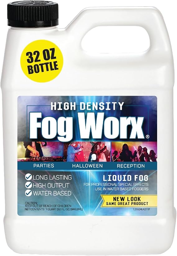 FogWorx Extreme High Density Fog Juice - Quart – 32 Fluid Ounces of Long Lasting, High Output, Odorless Water Based Machine Fluid for 400 to 1500 Watt Machines